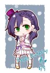  birthday blush chibi green_eyes jacket long_hair love_live!_school_idol_project purple_hair snow toujou_nozomi twintails 