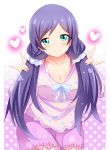  1girl breasts cleavage green_eyes long_hair love_live!_school_idol_project purple_hair shinekalta smile solo toujou_nozomi twintails 