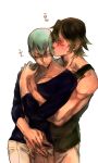  2boys bes-low hug hug_from_behind inumuta_houka kill_la_kill kiss multiple_boys sanageyama_uzu white_background yaoi 