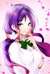  1girl green_eyes long_hair looking_at_viewer love_live!_school_idol_project lp_(hamasa00) purple_hair smile solo toujou_nozomi twintails 