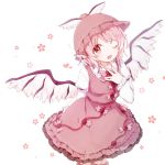  1girl animal_ears bird_wings dress earrings hand_on_own_chest hat honotai jewelry juliet_sleeves long_sleeves looking_at_viewer mystia_lorelei one_eye_closed open_mouth pink_dress pink_eyes pink_hair puffy_sleeves shirt smile solo touhou wings wink 