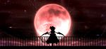  1girl full_moon highres magic_circle minust moon red_moon red_sky remilia_scarlet silhouette sky solo star_(sky) starry_sky touhou 
