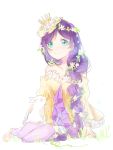  animal blush braids crown dress green_eyes long_hair love_live!_school_idol_project purple_hair royalty smile toujou_nozomi vines 