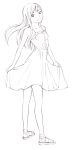  1girl dress long_hair monochrome original sketch solo traditional_media yoshitomi_akihito 