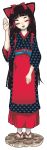  :3 animated apron black_hair bow brown_eyes gif kimono long_hair nekomimi tabi 