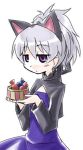  cat_ears darker_than_black dress flat_chest food grey_hair loli long_hair lowres pettanko pony_tail silver_hair sweets violet_eyes yin 