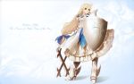  1920x1200 1girl armor armored_boots armored_dress bangs blonde_hair blue_ribbon character_name clalaclan_philias closed_mouth earrings female full_body green_eyes hair_ribbon jewelry long_hair low-tied_long_hair parted_bangs ribbon shield shining_tears shining_wind solo standing tiara wallpaper 