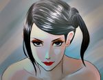  1girl bare_shoulders black_hair lipstick makeup namco popon_ta portrait solo tekken tekken_tag_tournament_2 violet_eyes zafina 