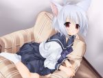   blush catgirl collar seifuku short_hair socks  