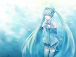  detached_sleeves hatsune_miku isou_nagi long_hair necktie smile thighhighs twintails very_long_hair vocaloid 