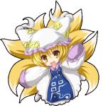  :3 amber_eyes animated_gif blonde_hair dress foxgirl game hat kitsunemimi kyubimimi lilyran lowres short_hair touhou yakumo_ran 