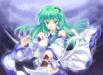  detached_sleeves gohei green_hair hands japanese_clothes kochiya_sanae long_hair miko outstretched_arm pico_(picollector79) reaching solo touhou 