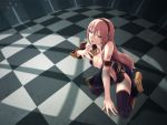  1girl breasts cleavage hands hanji_(hansi) headphones legs lips megurine_luka open_mouth pink_hair solo thighhighs vocaloid 