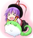  &gt;_&lt; :d blush_stickers chibi ex-keine hat horns ichimi kamishirasawa_keine nagae_iku open_mouth riding smile sukusuku_hakutaku touhou xd 