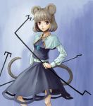  animal_ears capelet dokuro_(artist) grey_hair jewelry mouse_ears mouse_tail nazrin pendant red_eyes short_hair tail touhou 