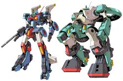  for_the_barrel mecha sentou_mecha_xabungle simple_background walker_gallia xabungle_(mecha) 