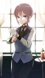  bad_id butler formal glasses nagato_yuki onomaru reverse_trap sasamori_tomoe short_hair silver_hair suzumiya_haruhi_no_yuuutsu 