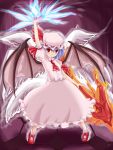  fire frills gathers hat long_skirt mokuyou red_eyes remilia_scarlet skirt smile solo spear_the_gungnir touhou wings 