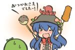 blush chibi food hat hinanawi_tenshi kochiya_sanae octopus sweatdrop takoyaki touhou translated