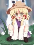  eyes hat lily_pad lilypads moriya_suwako ry short_hair solo touhou yellow_eyes 