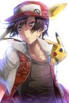  1boy baseball_cap hat male pikachu pokemon pokemon_(creature) pokemon_(game) red_(pokemon) red_(pokemon)_(classic) yuzo 