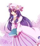  akai bad_id book crescent hat highres long_hair patchouli_knowledge purple_eyes purple_hair solo touhou violet_eyes 