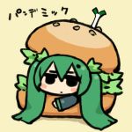  burger chan_co chibi food green_hair hamburger hatsune_miku in_food pun solo spring_onion twintails vocaloid 