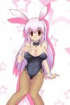  breasts bunny_ears bunnysuit cleavage fishnet_pantyhose fishnets large_breasts long_hair pantyhose purple_hair rabbit_ears red_eyes reisen_udongein_inaba solo taisa_midoriiro touhou 
