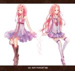  2girls bare_shoulders dual_persona guilty_crown hair_ornament hairclip highres long_hair multiple_girls ouma_mana pink_hair red_eyes red_string rozy string thigh-highs twintails yuzuriha_inori 