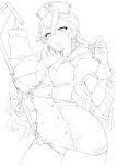  angelo_(gomahangetsu) breasts character_request cleavage copyright_request entangled from_below highres intravenous_drip large_breasts lineart long_hair looking_at_viewer monochrome panties simple_background standing tagme tied_up tight underwear white_background 