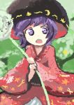  1girl bowl gaoo_(frpjx283) highres japanese_clothes kimono open_mouth purple_hair short_hair solo sukuna_shinmyoumaru touhou violet_eyes wide_sleeves 