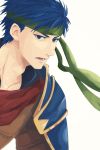  1boy armor bandana bangs blue_eyes blue_hair fire_emblem fire_emblem:_souen_no_kiseki ike looking_at_viewer open_mouth shoulder_guard simple_background solo super_smash_bros. xxxxx-131842 