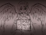  /\/\/\ 2girls akemi_homura akuma_homura bare_shoulders bow choker dress elbow_gloves feathered_wings gloves hair_bow iwashi_(ankh) kaname_madoka long_hair mahou_shoujo_madoka_magica mahou_shoujo_madoka_magica_movie monochrome multiple_girls picture_(object) school_uniform short_hair short_twintails spoilers surprised translation_request twintails wings 
