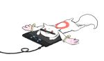  :3 kyubey lying mahou_shoujo_madoka_magica on_stomach red_eyes simple_background solo stylus tablet white_background 
