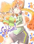  gun inkling nasu800 nintendo orange_eyes orange_hair pointy_ears smile splatoon squid tongue twintails weapon 
