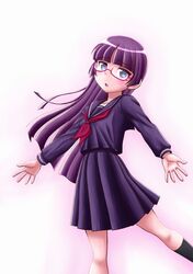  1girl bespectacled black_hair blue_eyes glasses gokou_ruri highres long_hair ore_no_imouto_ga_konna_ni_kawaii_wake_ga_nai sakaki_youma school_uniform serafuku 