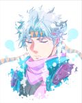  1boy blue_hair blue_jacket caesar_anthonio_zeppeli facial_mark hachi_(gaoo) headband jacket jojo_no_kimyou_na_bouken solo 