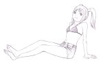  1girl bikini_top monochrome original short_hair sketch solo traditional_media yoshitomi_akihito 