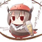  1girl animalization bird blush brown_hair chibi flat_gaze gasuto_(kamikami) headband headgear kantai_collection short_hair solo tagme taihou_(kantai_collection) translation_request 