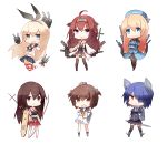  6+girls ahoge akagi_(kantai_collection) atago_(kantai_collection) black_legwear blonde_hair blue_eyes blue_hair bow_(weapon) brown_eyes brown_hair chibi crossed_arms cuivre detached_sleeves double_bun gloves hair_ornament hairband hat japanese_clothes kantai_collection kongou_(kantai_collection) long_hair machinery military military_uniform multiple_girls muneate nontraditional_miko open_mouth pleated_skirt pointing pointing_at_viewer rensouhou-chan school_uniform serafuku shimakaze_(kantai_collection) short_hair simple_background skirt smile striped striped_legwear tagme tenryuu_(kantai_collection) thigh-highs uniform weapon white_background white_legwear yellow_eyes yukikaze_(kantai_collection) 