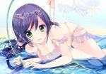  1girl breasts cleavage green_eyes long_hair love_live!_school_idol_project lying ooozen_z partially_submerged purple_hair solo toujou_nozomi twintails water 