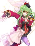  breasts c.c. cleavage code_geass creayus fingerless_gloves gloves green_hair hat macross macross_frontier microphone mound_of_venus nail_polish pantyhose sheryl_nome sheryl_nome_(cosplay) skirt tattooed_breast yellow_eyes 