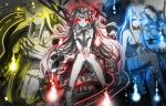  battleship-symbiotic_hime blue_eyes boyogo breasts claws dress gothic_lolita horn horns isolated_island_oni kantai_collection large_breasts lolita_fashion long_hair looking_at_viewer md5_mismatch multiple_girls oni_horns red_eyes seaport_hime shinkaisei-kan short_dress smile very_long_hair yellow_eyes 
