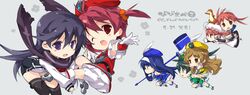  6+girls bike_shorts bird camera carrying cat chibi ferret futaba_aoi_(vividred_operation) hat isshiki_akane isshiki_momo kotamaru_(pajama_soft) kuroki_rei maid maid_cap mallet multiple_girls palette_suit piggyback riding saegusa_wakaba scarf school_uniform shinomiya_himawari short_shorts shorts thighhighs uso-kun vividred_operation 