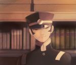  1boy devil_summoner hat kuzunoha_raidou monochrome school_uniform sepia shako_cap sideburns smile solo tam_(cuq) 