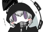  0_0 1girl blush_stickers chibi gomasamune hooded_jacket kantai_collection pale_skin re-class_battleship scarf sharp_teeth shinkaisei-kan short_hair silver_hair simple_background solo tagme tail translation_request white_background 