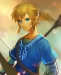  arrow blonde_hair blue_eyes bow_(weapon) earrings jewelry link long_hair mmimmemm nintendo pointy_ears ponytail the_legend_of_zelda weapon zelda_wii_u 