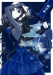  absurdres black_hair blue_eyes blue_rose character_request dress flower highres kmikan nail_polish rose snowflakes 