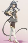 1girl adult alternate_costume alternate_hair_length alternate_hairstyle animal_ears boots glasses gloves grey_hair hime_cut long_tail mouse_ears mouse_tail nazrin red_eyes solo tail thigh_boots thighhighs touhou yohane