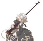 1girl anti-materiel_rifle artist_request bipod bow boys_anti_tank_rifle character_request copyright_request dress gun jewelry looking_at_viewer over_shoulder rifle ring silver_hair sniper_rifle tattoo violet_eyes weapon weapon_over_shoulder 